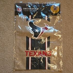 NFL Texans Burlap Team Banner with Red and Blue